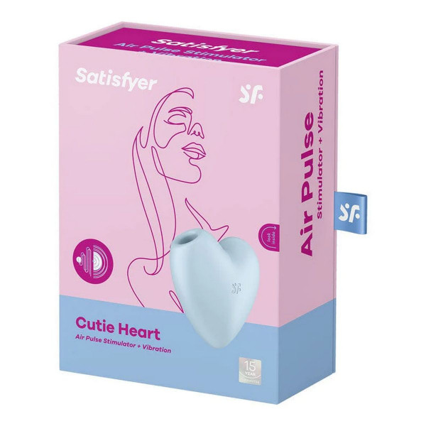 Стимулятор клитора двухсторонний "Satisfyer Cutie Heart" вакуум + вибрация, голубой