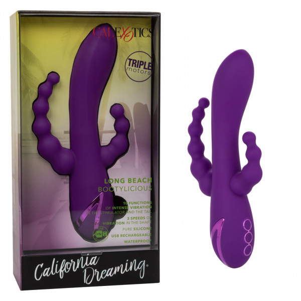 Вибратор 3 в 1 "Long Beach Bootylicious" супер мощный, фиолетовый