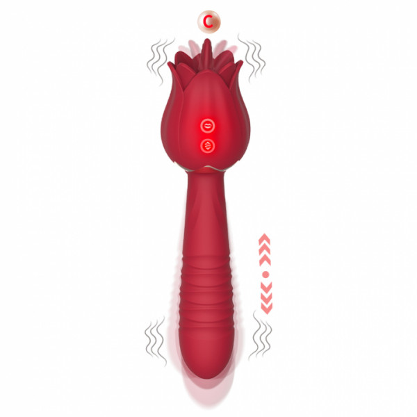 Вибратор-пульсатор-стимулятор двухсторонний "Sex Massager" роза