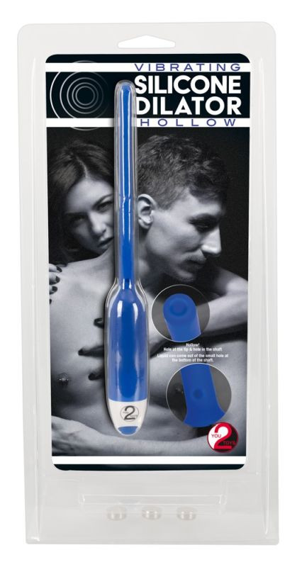 Зонд с вибрацией "Silikon Dilator" полый, синий