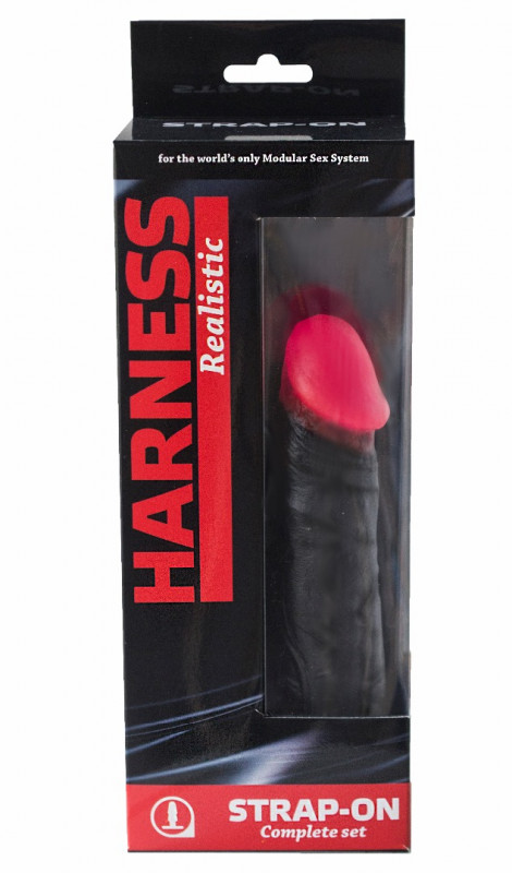 Страпон "Harness" с черной реалистичной насадкой