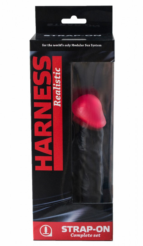 Страпон "Harness" с черной реалистичной насадкой