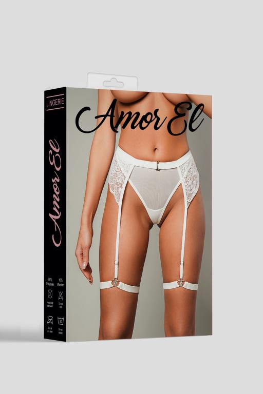 Пояс с гартерами + трусики-стринги "Amor El" шампань, S/M
