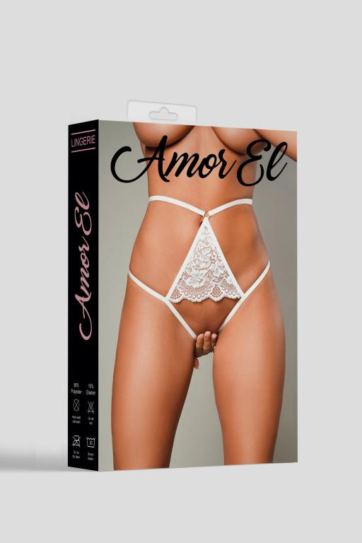 Трусики с глубоким вырезом в промежности "Amor El" белые, L