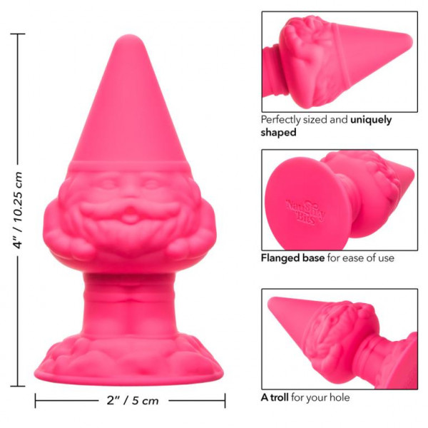 Пробка супер рельефная "Anal Gnome" розовый гном на присоске