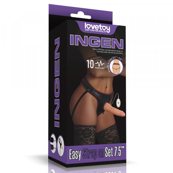 Страпон с реалистичным фаллоимитатором "Lovetoy Ingen 7,5" с вибрацией