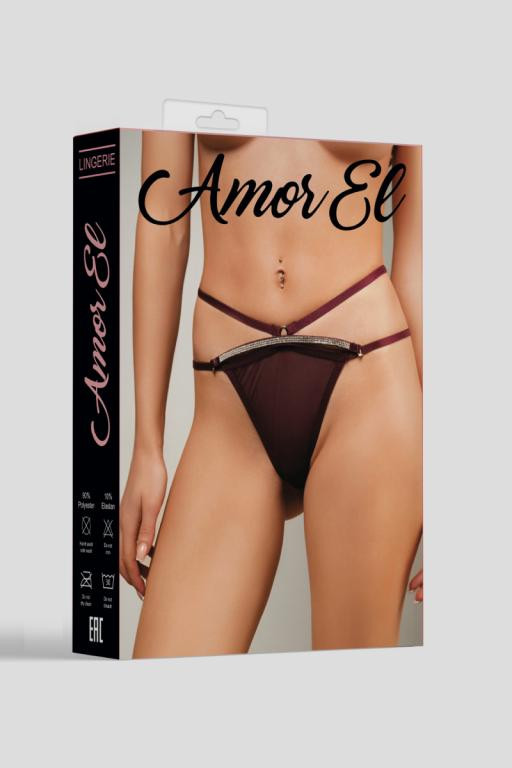 Трусики-стринги с двойным пояском "Amor El" фиолетовые, L