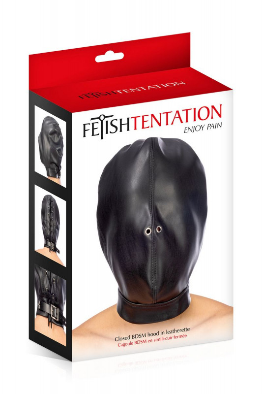 Маска-шлем с отверстием для дыхания "Fetish Tentation" экокожа, черная