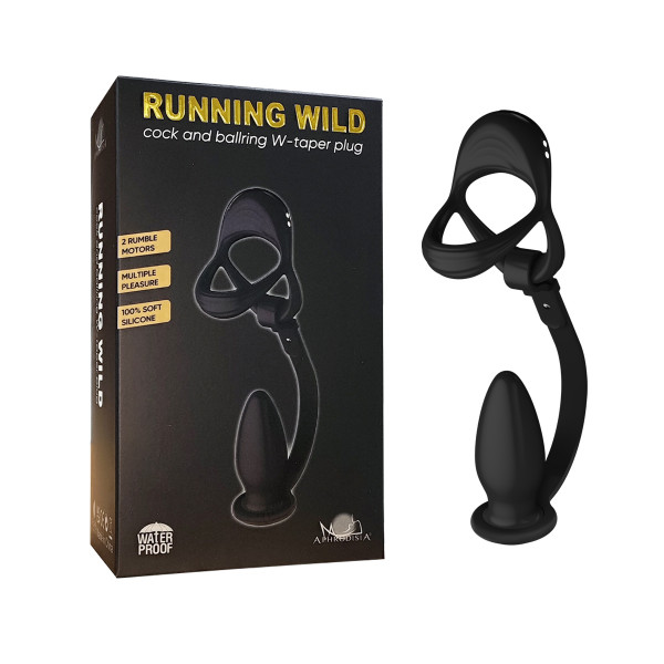 Эрекционное кольцо + рельефная пробка "Running Wild Taper Plug" с вибрацией