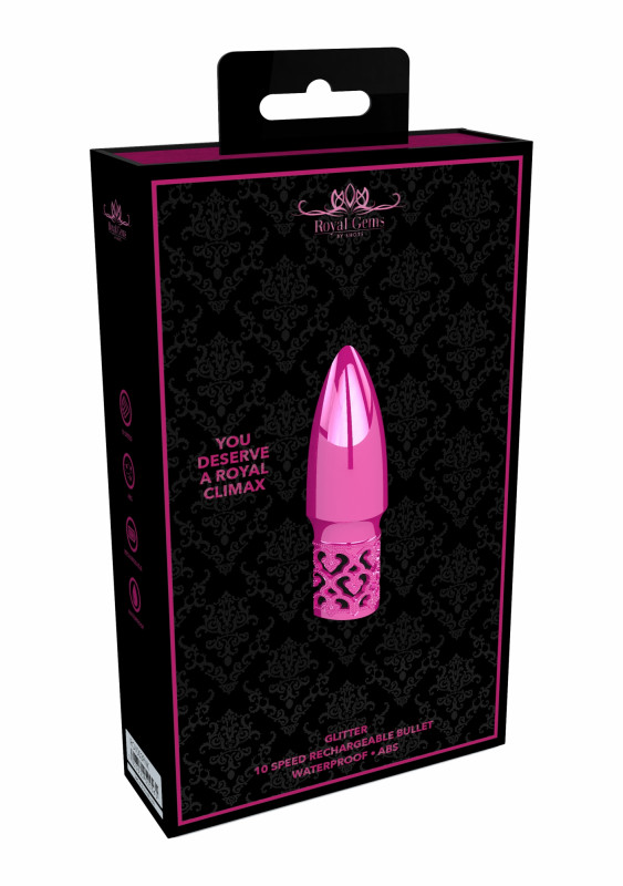 Вибропуля мини "Glitter" мега мощная, розовая