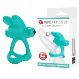 Эрекционное кольцо с вибрацией и подхватом мошонки "Pretty Love Dante" бирюзовое