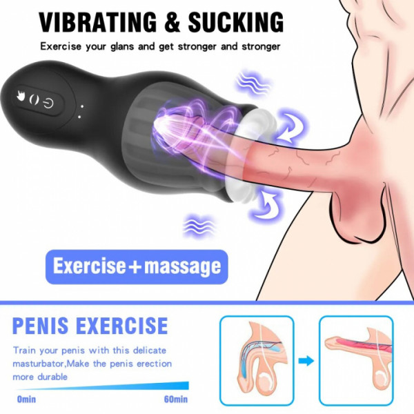 Мастурбатор вакуумный с вибрацией "Dragon Suction Plus" синий