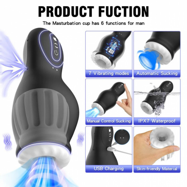 Мастурбатор вакуумный с вибрацией "Dragon Suction Plus" фиолетовый