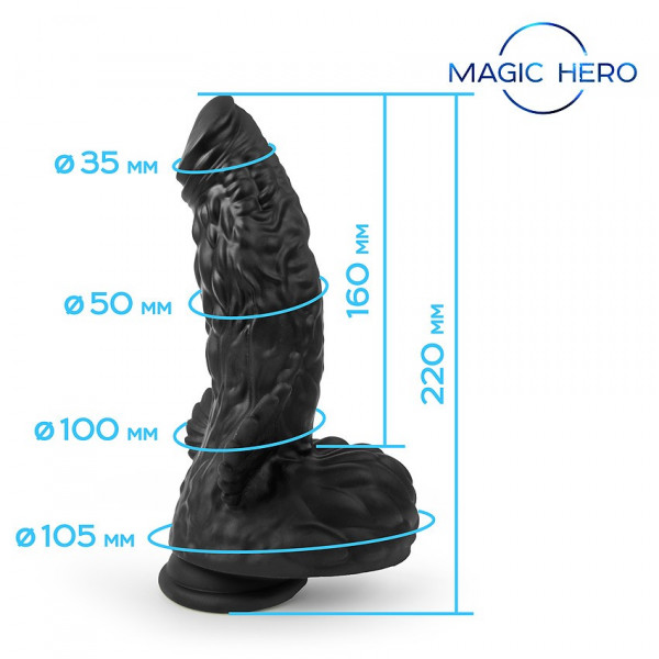 Фаллоимитатор супер рельефный с крыльями "Magic Hero Amazing Toys" черный