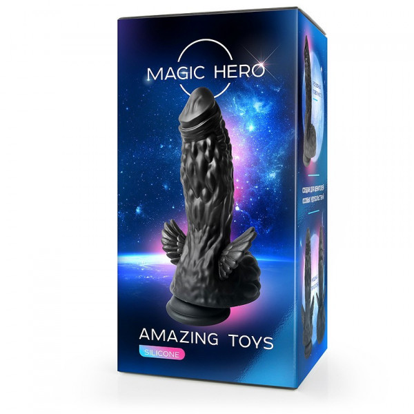 Фаллоимитатор супер рельефный с крыльями "Magic Hero Amazing Toys" черный