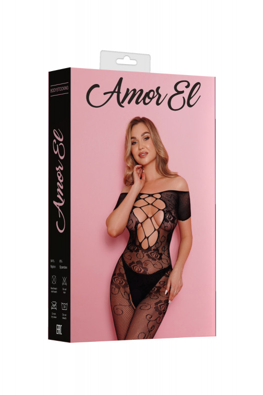 Кетсьют с имитацией шнуровки и вырезом в промежности "Amor El Cristina" черный, S/XL