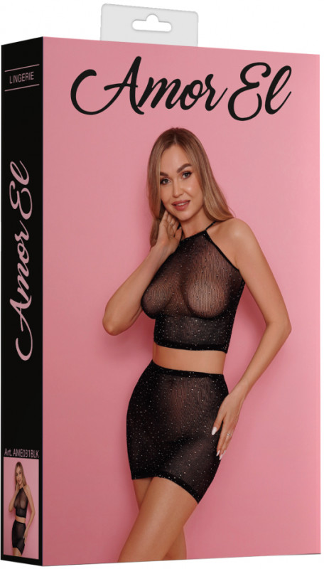 Комплект с кристаллами "Amor El" топ + юбка, S/XL
