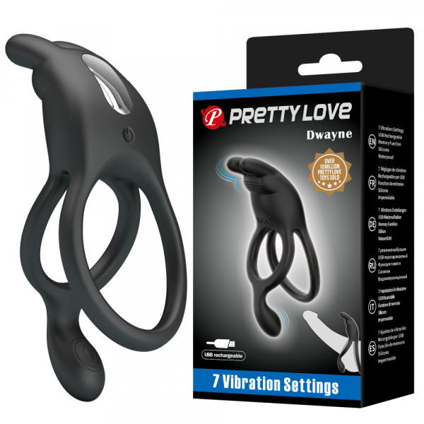 Кольцо эрекционное двойное "Pretty Love Master Ring" черное