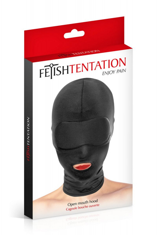 Маска балаклава с открытым ртом "Fetish Tentation" черная