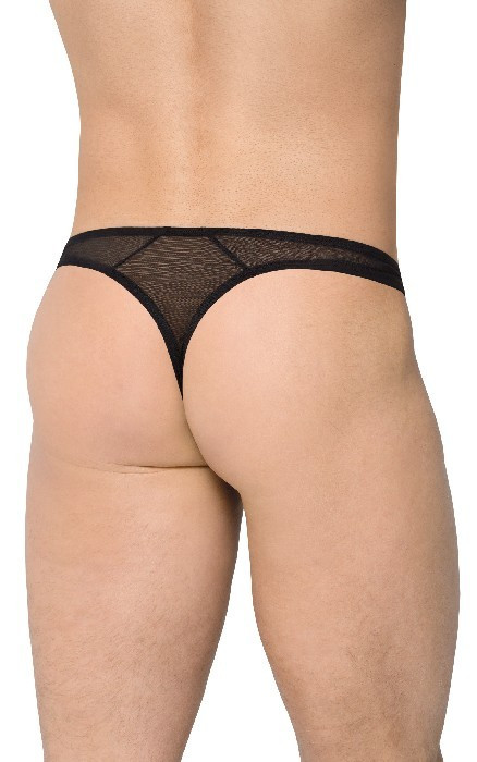 Трусики-стринги "Soft Line" черные, эффект винила, M/L