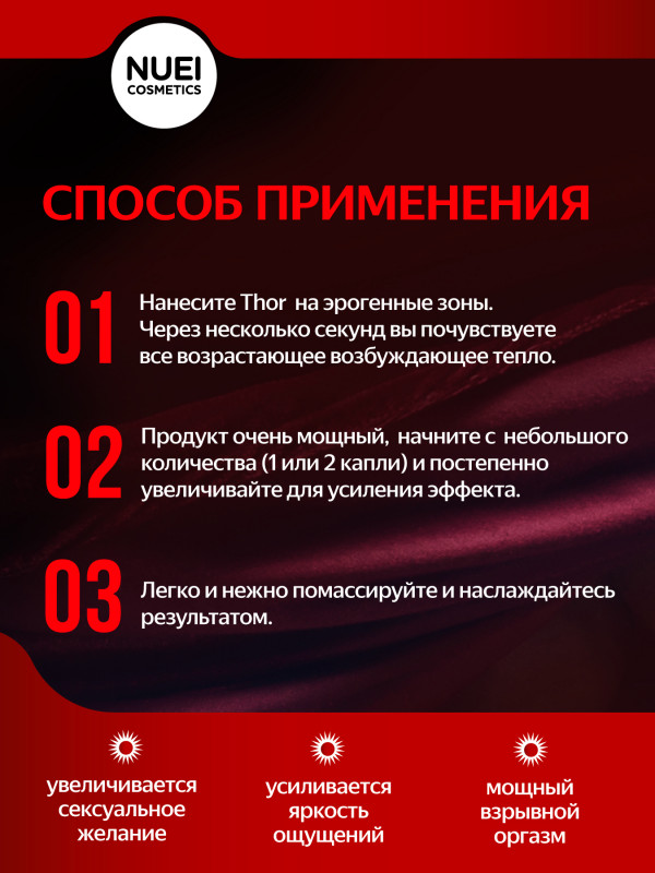 Усилитель оргазма с разогревающим эффектом "Nuei Thor" мега мощный, 50ml