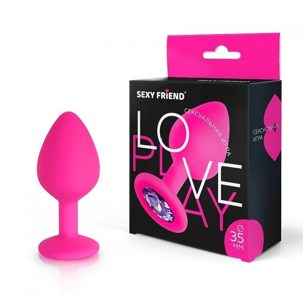 Пробка с сиреневым кристаллом "Sexy Friend" фуксия, M