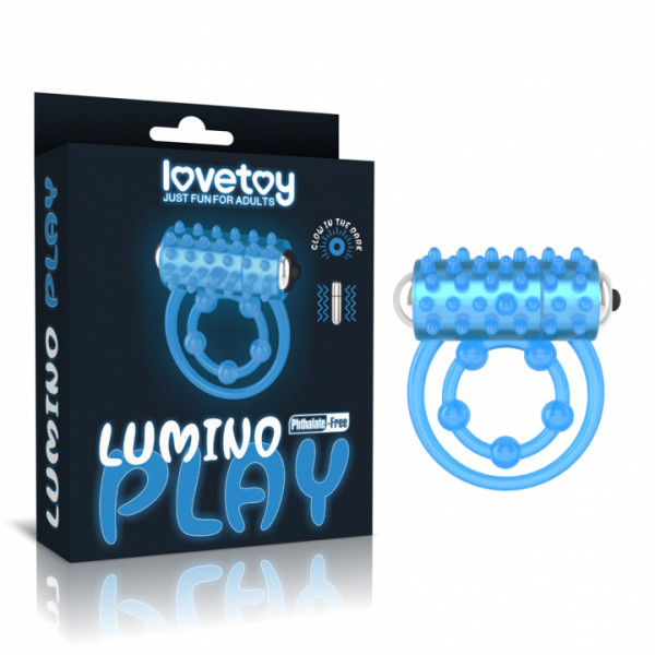Эрекционное кольцо двойное с вибрацией "Lumino Play" светится в темноте