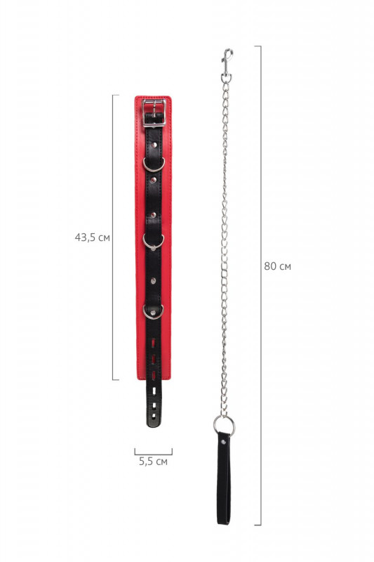 Ошейник с поводком  "Theatre" черно-красный