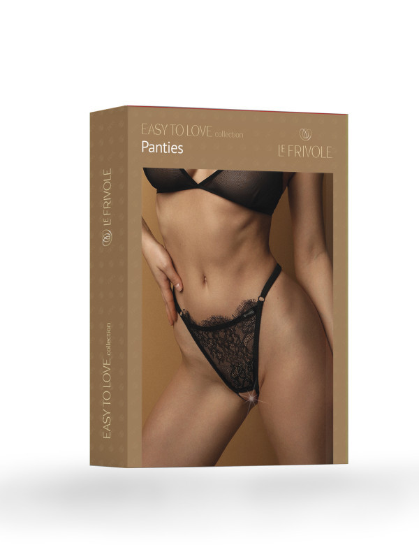 Трусики-стринги с пикантным вырезом "Le Frivole" черные, L/XL
