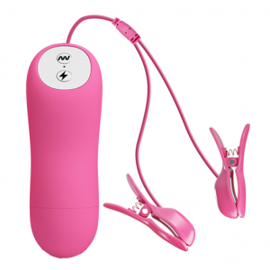 Зажимы на соски с вибрацией и электростимуляцией "Romantic" розовые