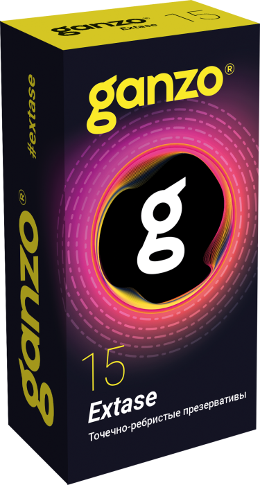 Презервативы "Ganzo Extase" точечно-ребристые, 15шт 